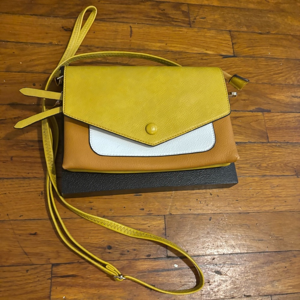 Yellow and Tan Women's Crossbody Bag - Picture 2 of 7